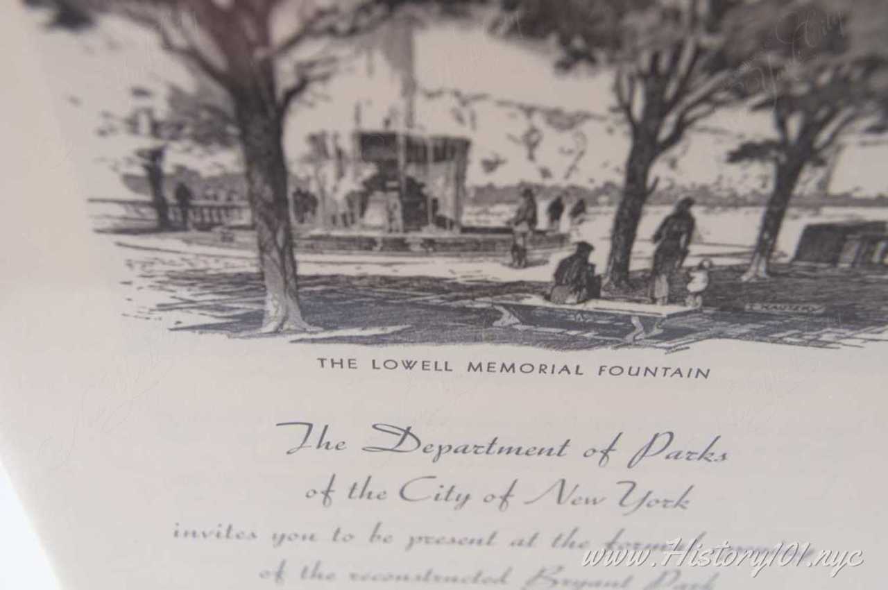 History101.NYC Acquires Original Invitations to 1934 Bryant Park Reopening #4