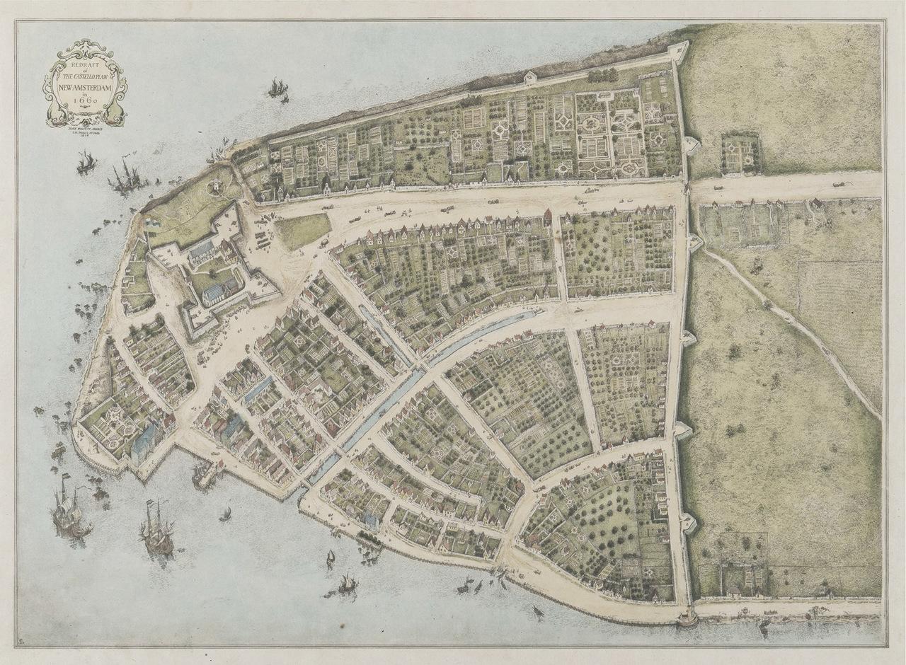 Map of New Amsterdam, Manhattan Island - NYC in 1660