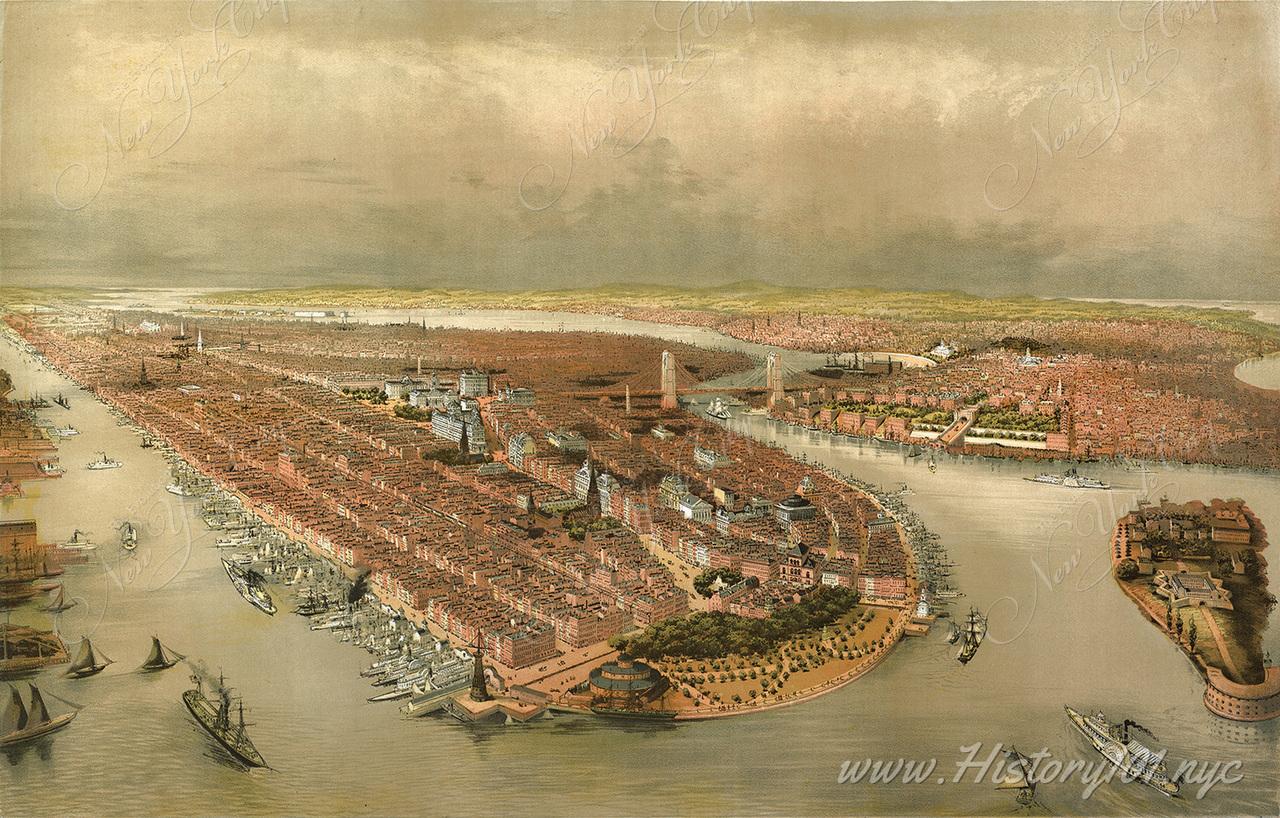 Manhattan and Governor's Island - NYC in 1874