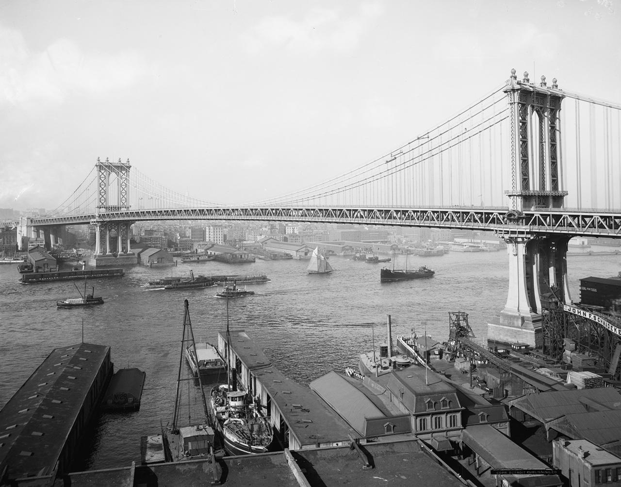 The Manhattan Bridge, New York and Brooklyn - NYC in 1910