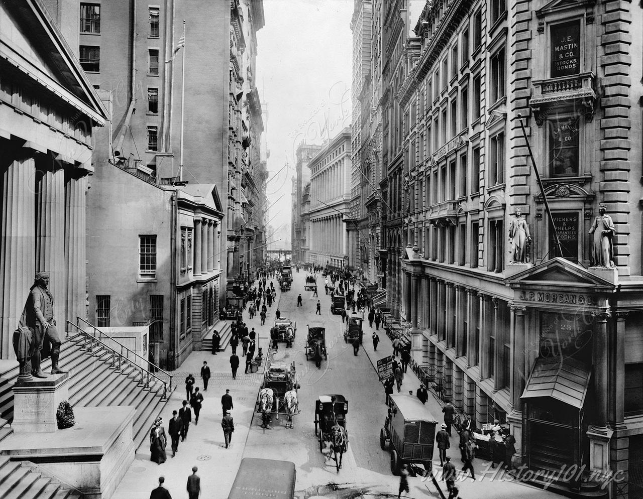 Wall Street and Nassau Street - NYC in 1911