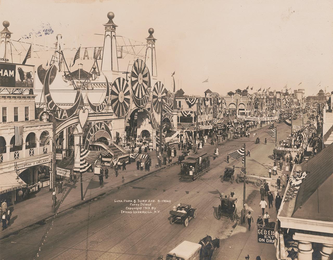 Luna Park and Surf Avenue at Coney Island - NYC in 1912