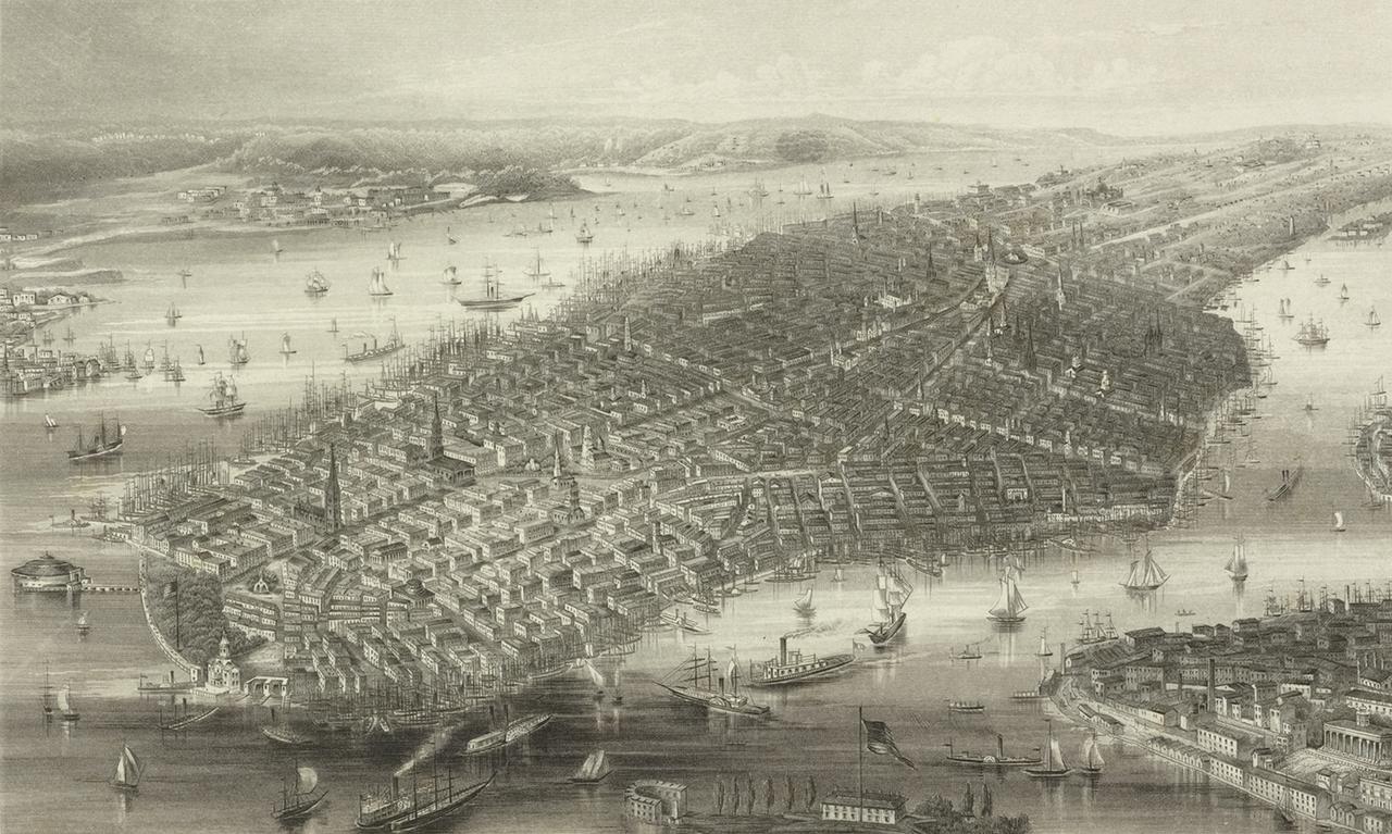 Aerial View of Manhattan - NYC in 1812