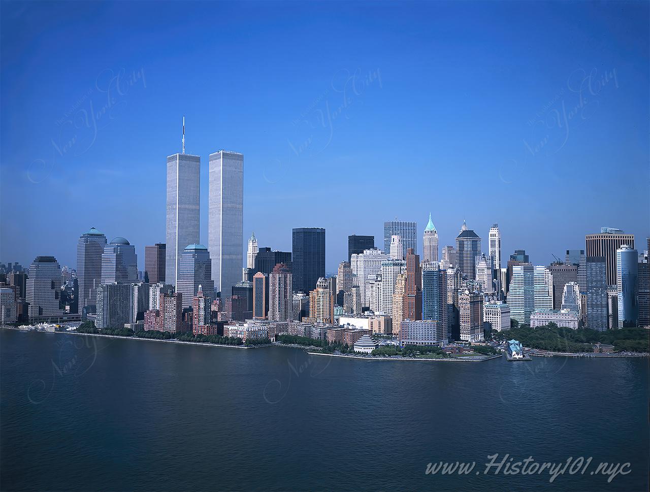 Twin Towers and Lower Manhattan Skyline - NYC in 1980