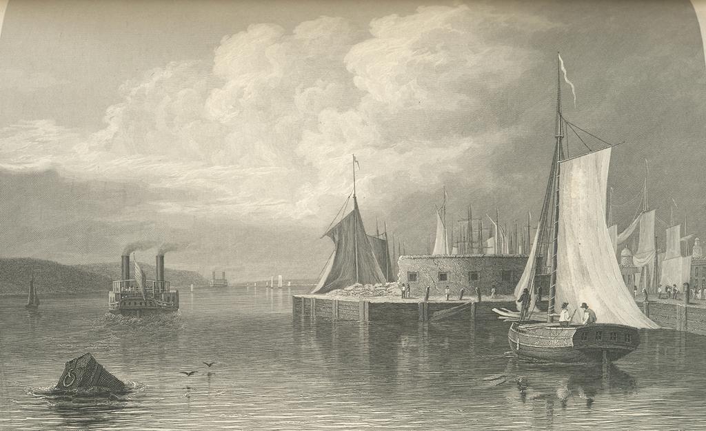 1825 NYC in Art: Weir's Sunset at The Battery Illustrated