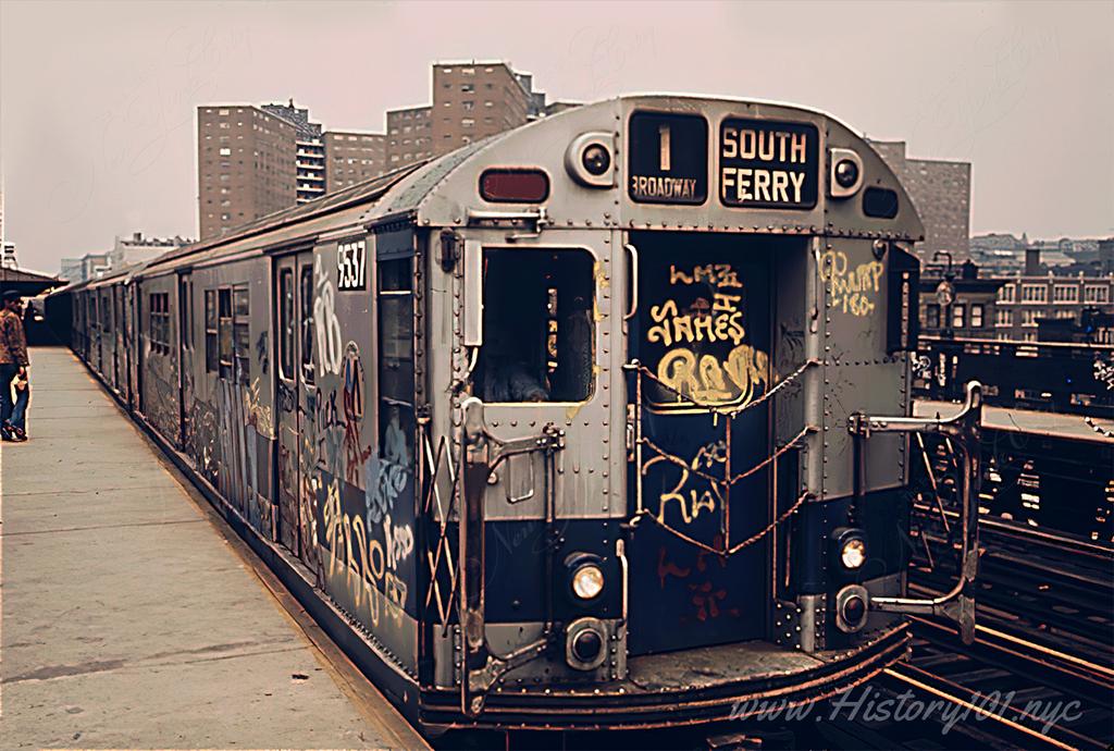 Explore a 1973 photo capturing the graffiti-covered 1 Train at NYC's 125th Street Station, symbolizing a moment in the city's street art movement 