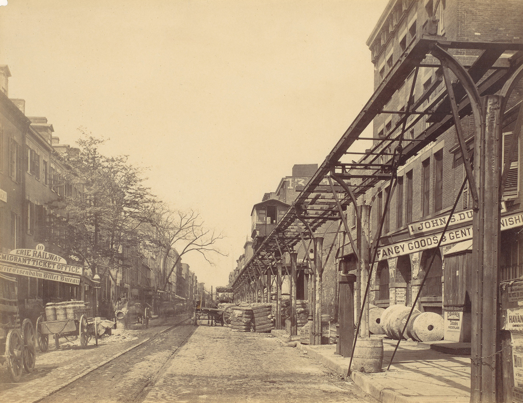 Eire Railway on Greenwich Street - NYC in 1870